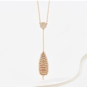 Attitudes by Renee Crystal Round Layered Orb Y Gold Tone Necklace